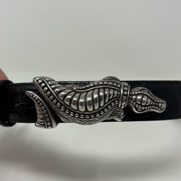 Brighton Vintage 1995 Black Leather Alligator Belt Y2K Size Medium - Picture 2 of 11